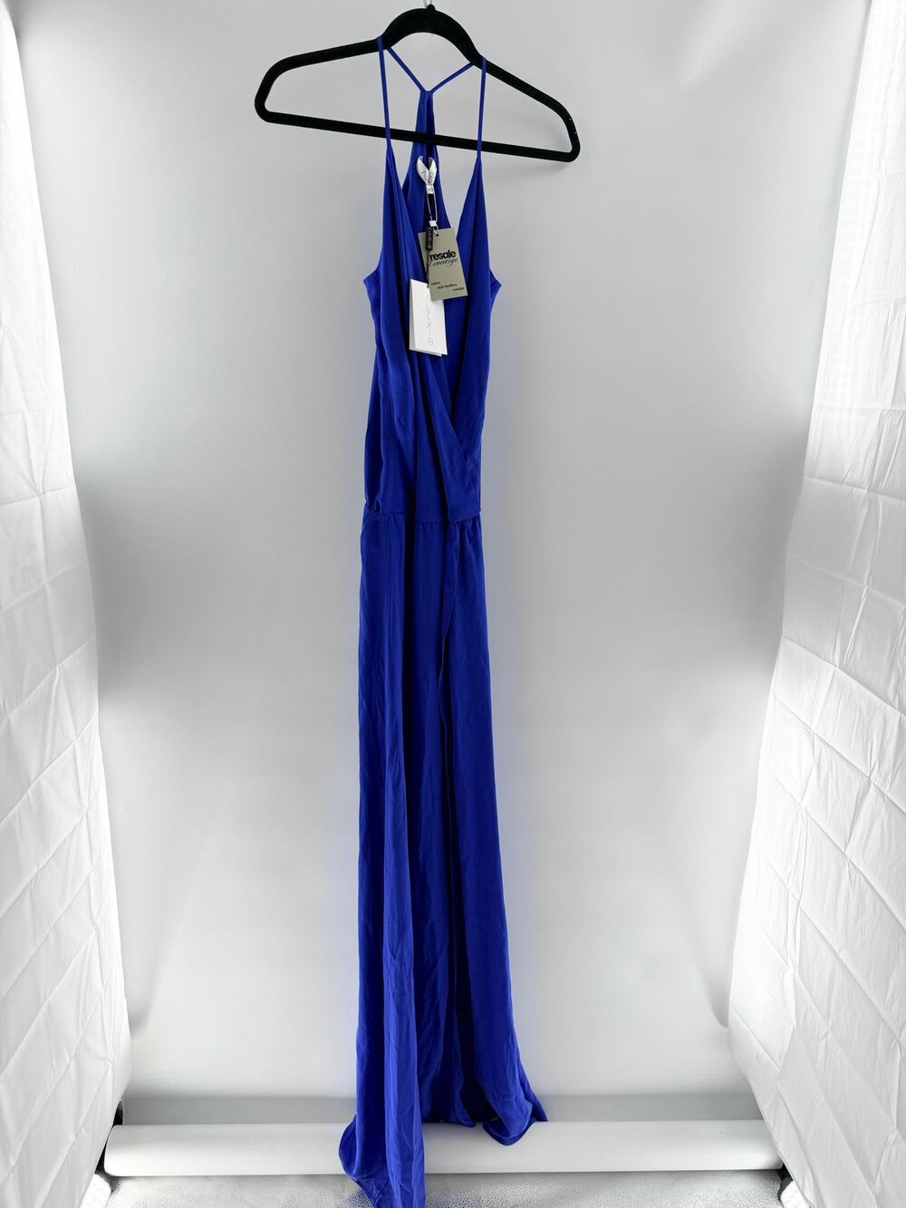NWT Alexis Tallina Sleeveless Cross-Over Maxi Silk Dress Cobalt Blue Women's XS